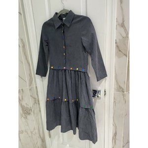 Petite Ruelle Girls Layered Collared Grey Dress Candy Colored Adhesives Size XXS